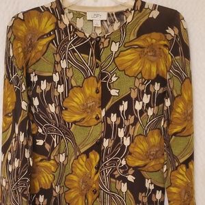 Ann Taylor Loft Brown, Gold and Green sweater